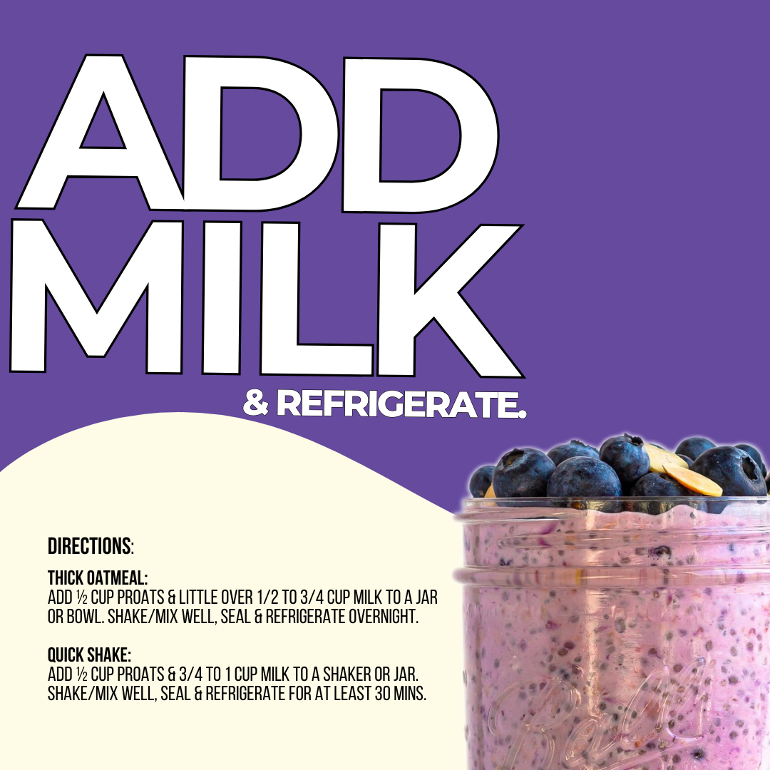 Just add milk and refrigerate. Time to think about which flavour you're going to try. That flavour should be Blueberry Muffin.