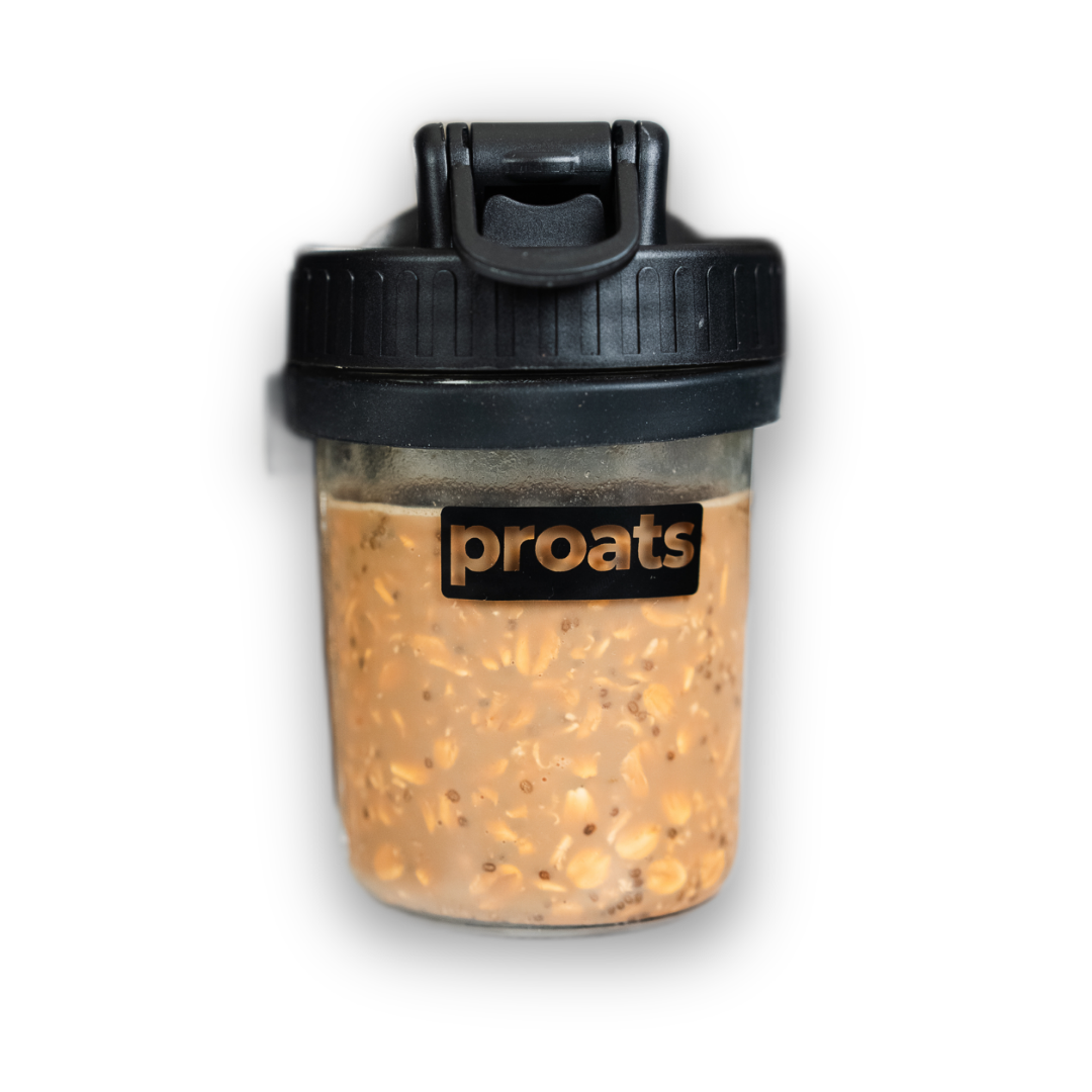 Proats shaker cup with black lid on a white background