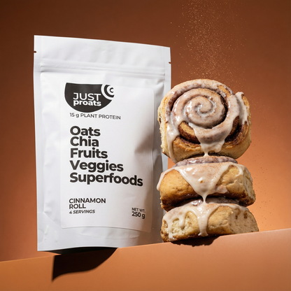 Cinnamon Roll proats. High protein overnight oats breakfast.