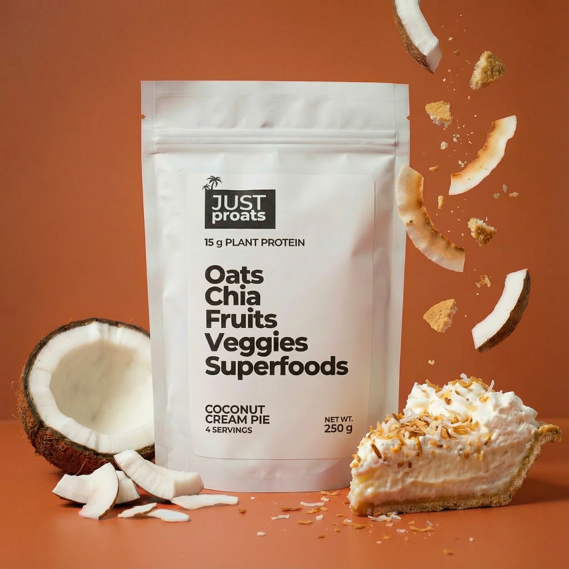 Coconut cream pie proats. High protein overnight oats breakfast.