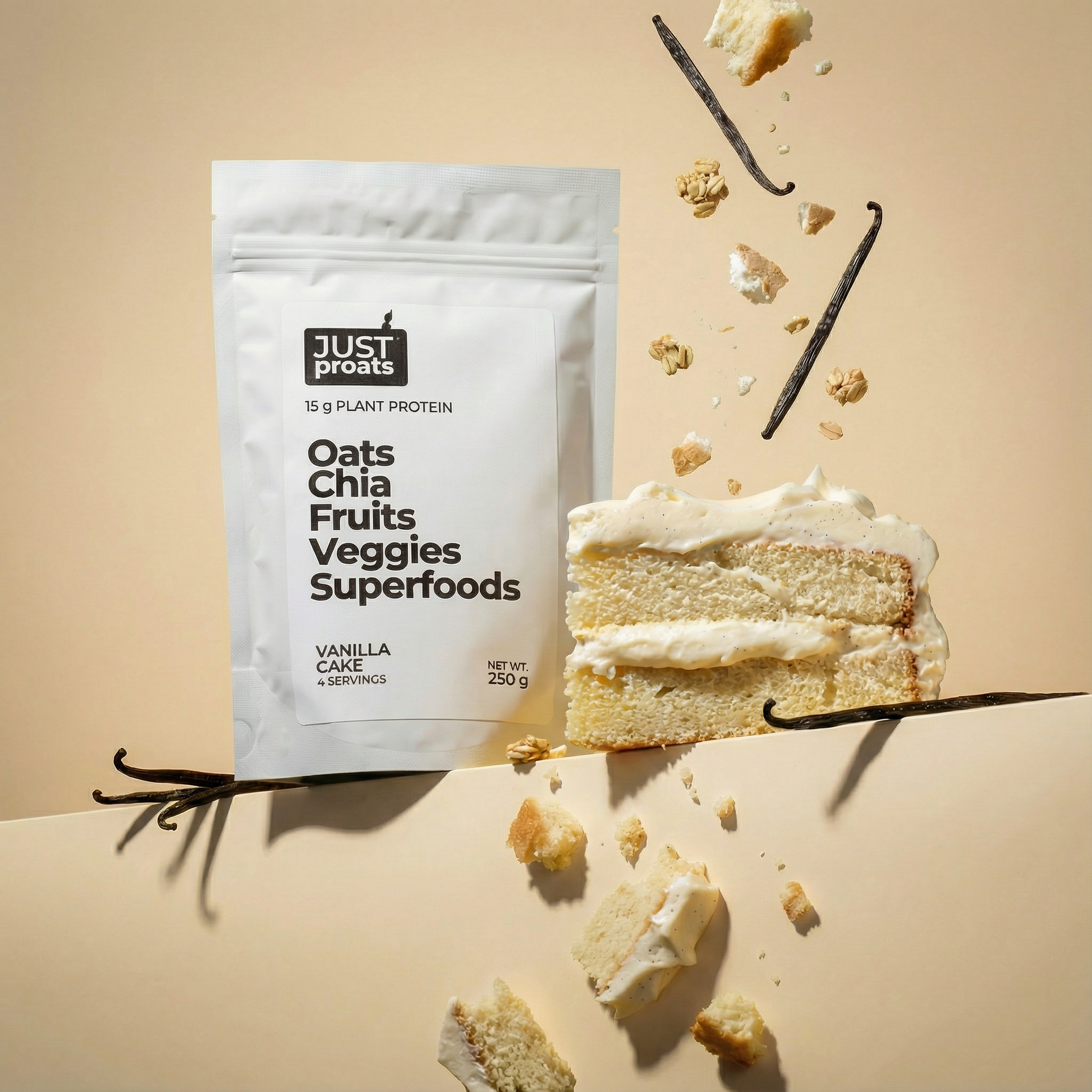 Vanilla Cake proats. High protein overnight oats. Easy healthy breakfast. Vegan