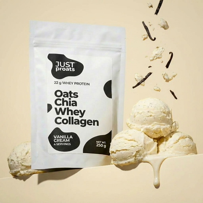 Vanilla Cream proats. High protein overnight oats. Easy healthy breakfast.