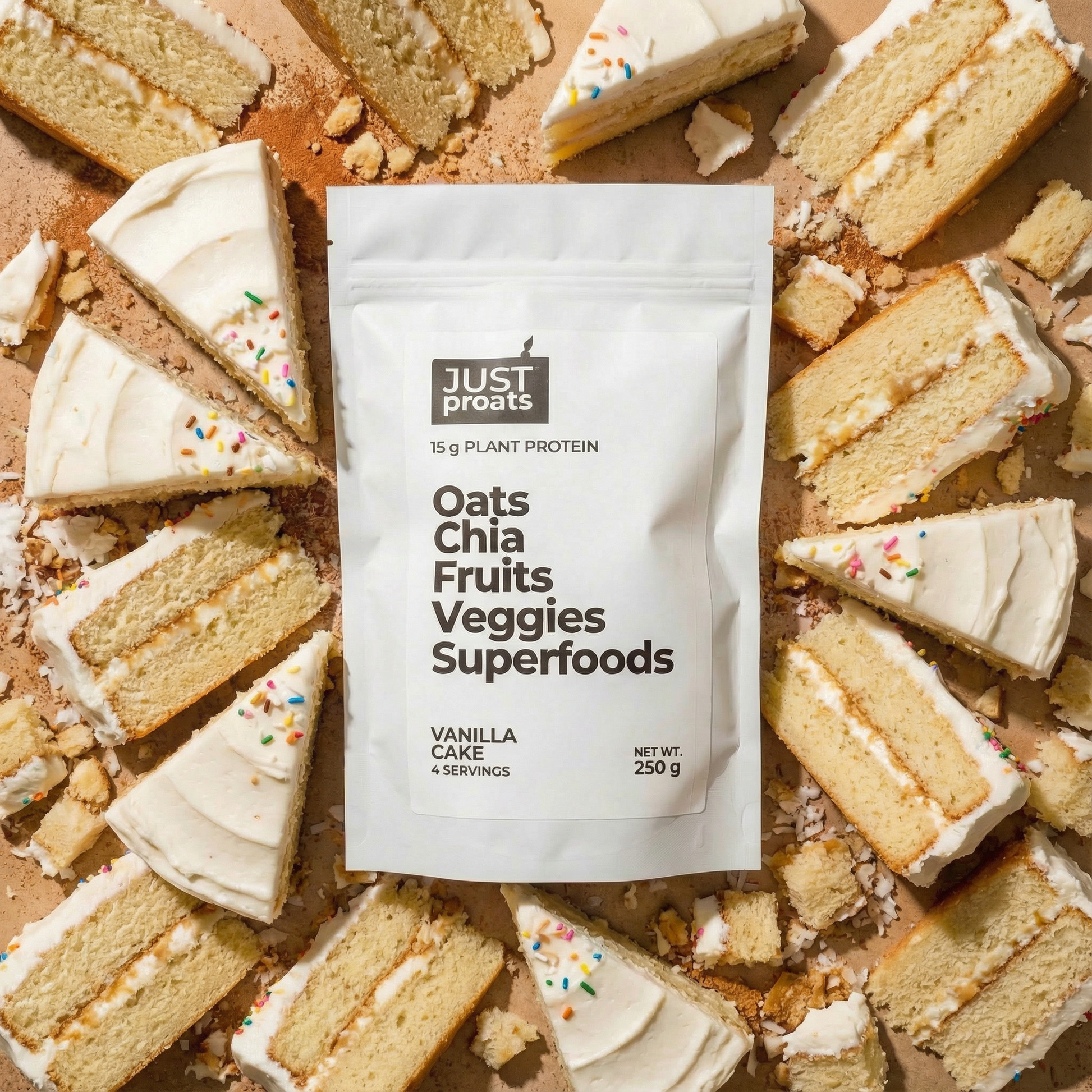 Vanilla Cake proats. High protein overnight oats. Easy healthy breakfast. Vegan