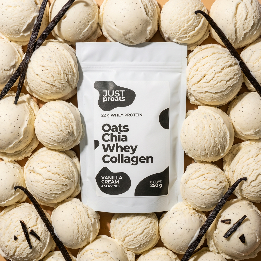 Vanilla Cream proats. High protein overnight oats. Easy healthy breakfast.