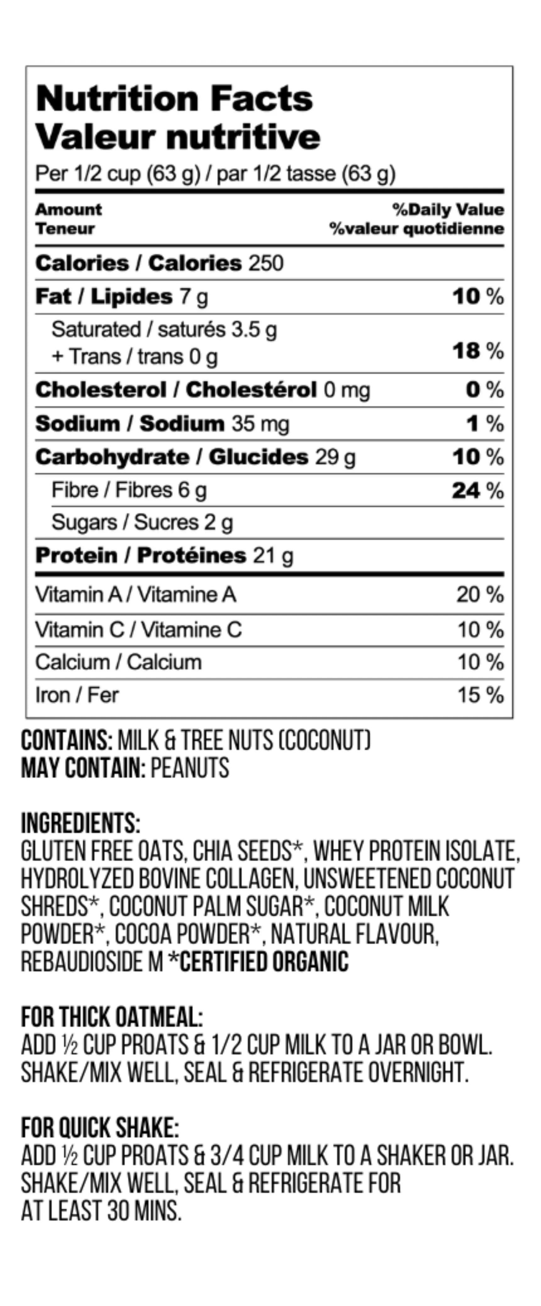 Chocolate Coconut Blondies Nutrition Facts