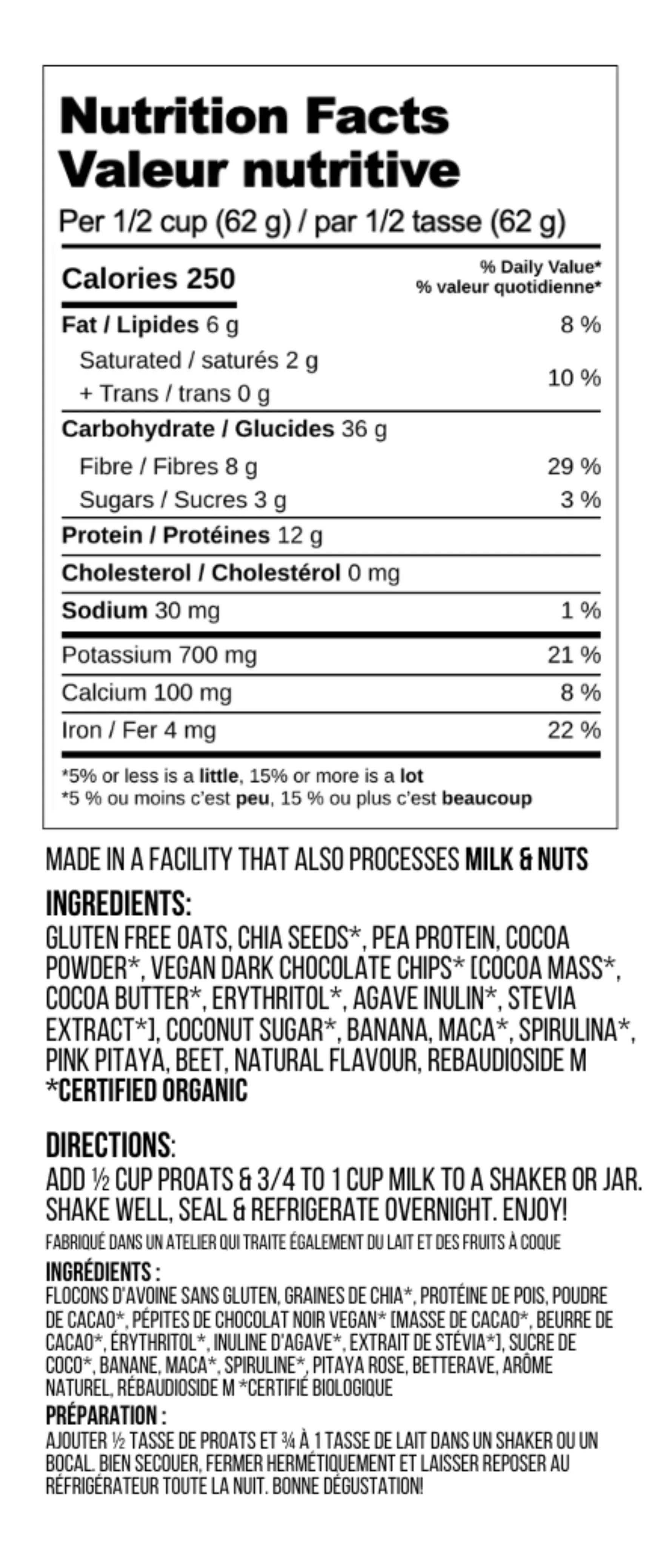 Dark Choco Chip Brownie Nutrition Facts