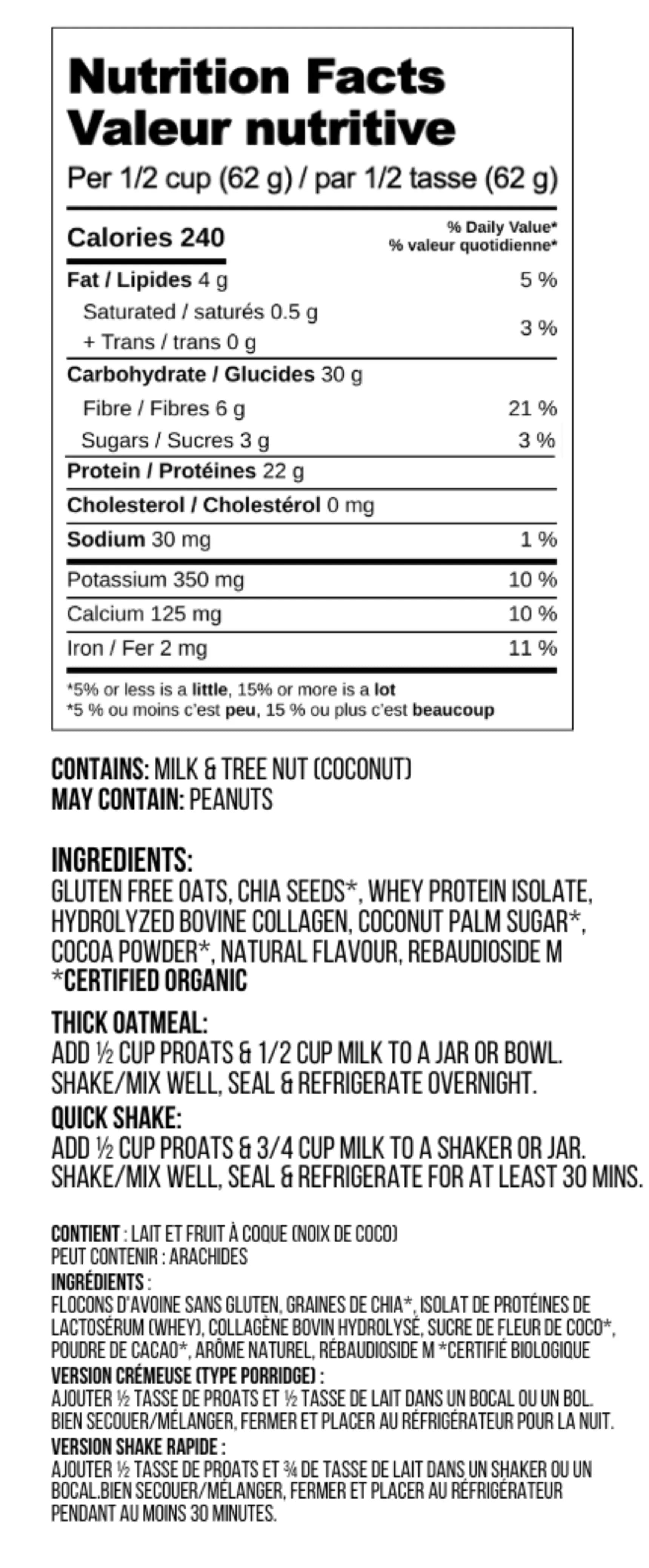 Molten Chocolate Nutrition Facts