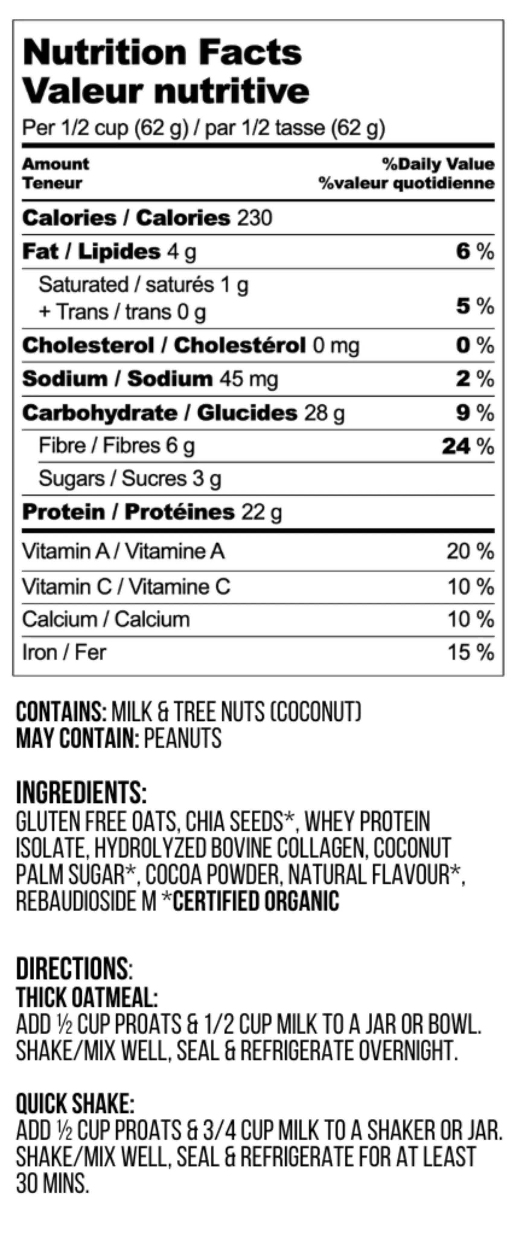 Molten Chocolate Nutrition Facts