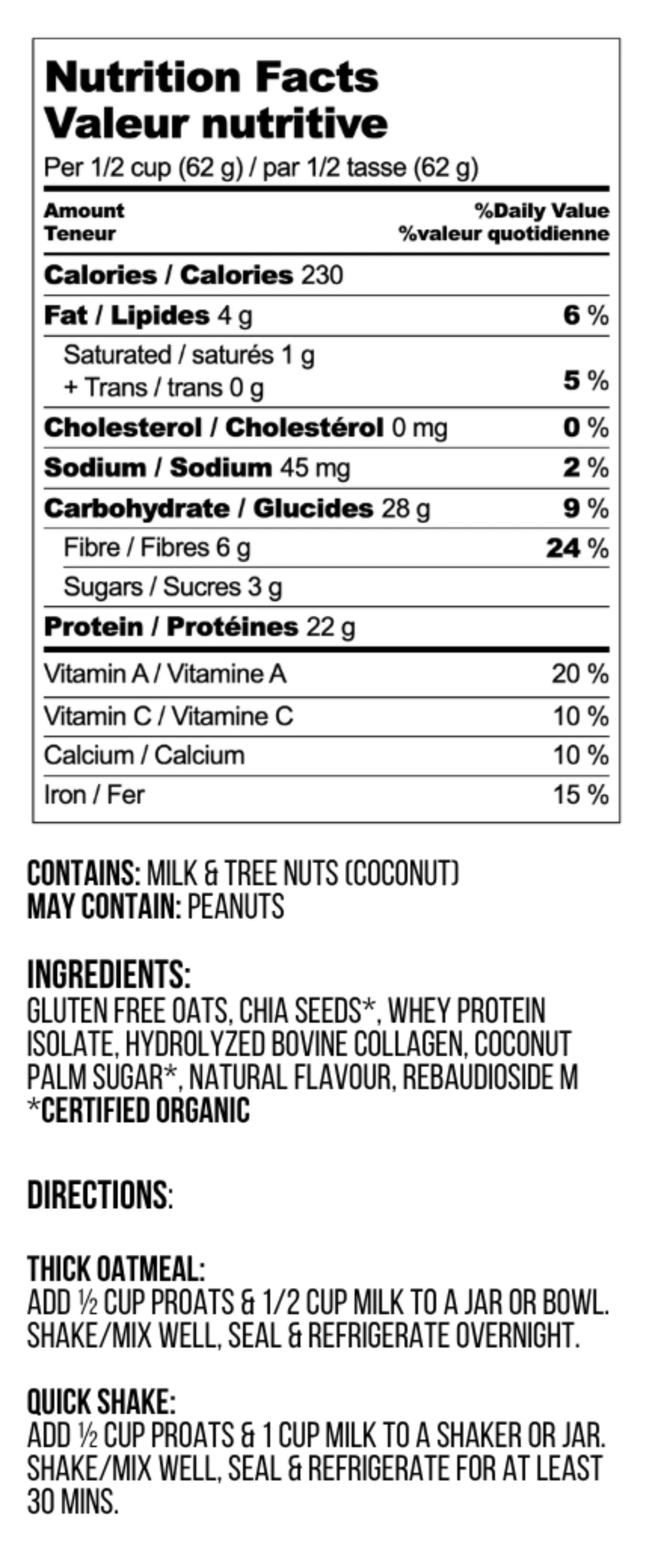 Vanilla Cream Nutrition Facts
